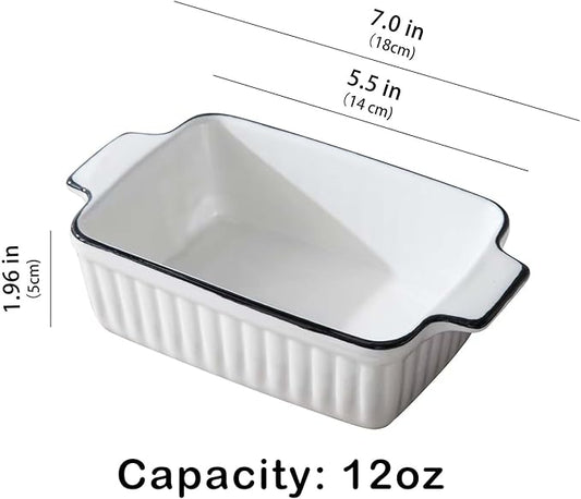 Casserole Dishes for Oven, 12Oz Ceramic Baking Dish with Handles, Rectangular Bakeware Set of 4, Deep Baking Dishes for Kitchen Lasagna, Cake, Cooking, Housewarming Gift