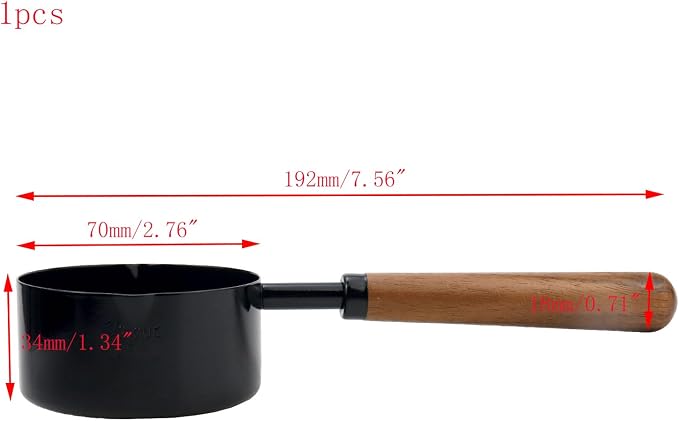 1pcs 1/2 Cup Measuring Cup with Wooden Handle Stainless Steel Measuring Scoop 125ml Measuring Spoon Black 1/2 Measuring Cups for Baking Cooking Wet and Dry Ingredients (125ml)