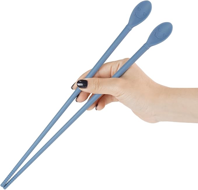 Carrotez Silicone Cooking Chopsticks, Long (12 inch) Reusable Chopsticks for Cooking, Heat Resistant, Non-Scratch, Gentle on Cookware, 1 pair - Blue