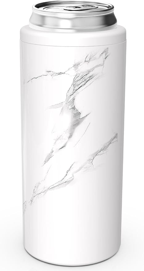 TILUCK Skinny Can Cooler, Stainless Steel Insulated Slim Cans, 12 oz | Beer & Hard Seltzer, Doucle-Walled Stainless Steel Insulated Slim Cans, Slim 12 oz(Marble)
