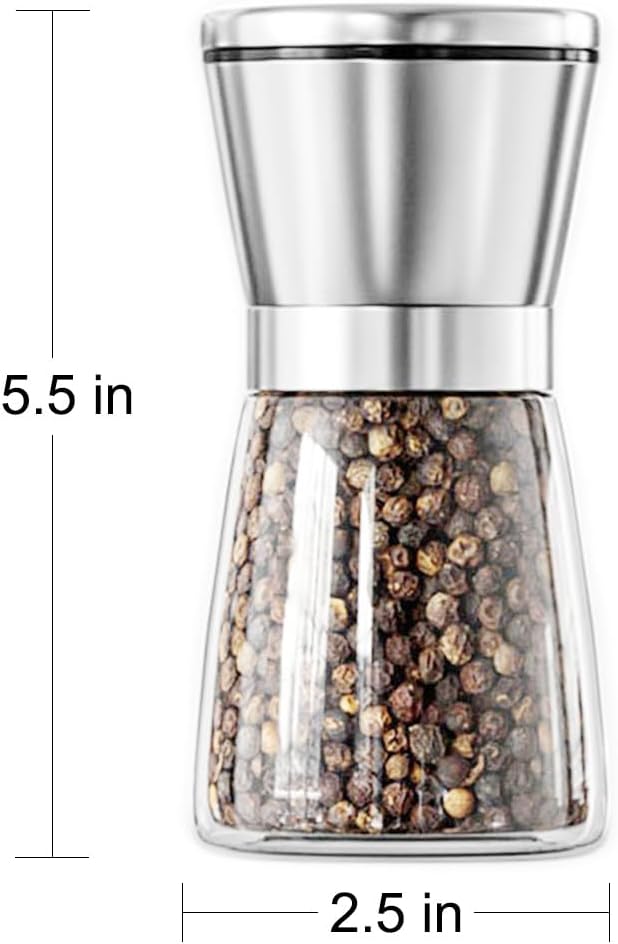 Manual Grinder, Ceramic Core Pulverizer, Adjustable Roughness | Transparent Glass Body See Grind Size Instantly, Stainless Top Cover for Durability, Compact Size Ideal for Camping