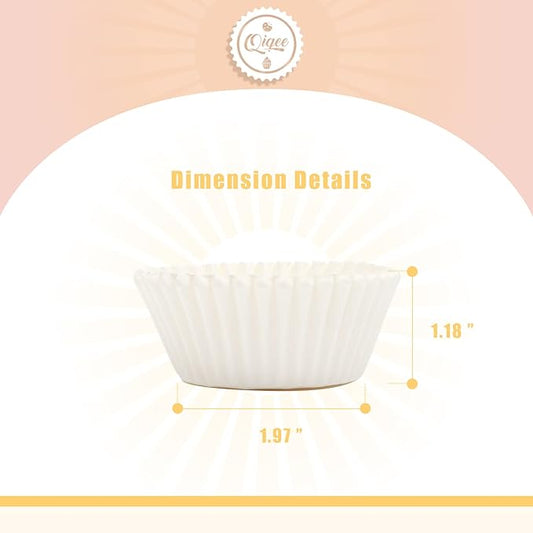 qiqee 600pcs White Cupcake Liners Muffin Linner No Smell, Food Grade Baking Cups（Standard Size）
