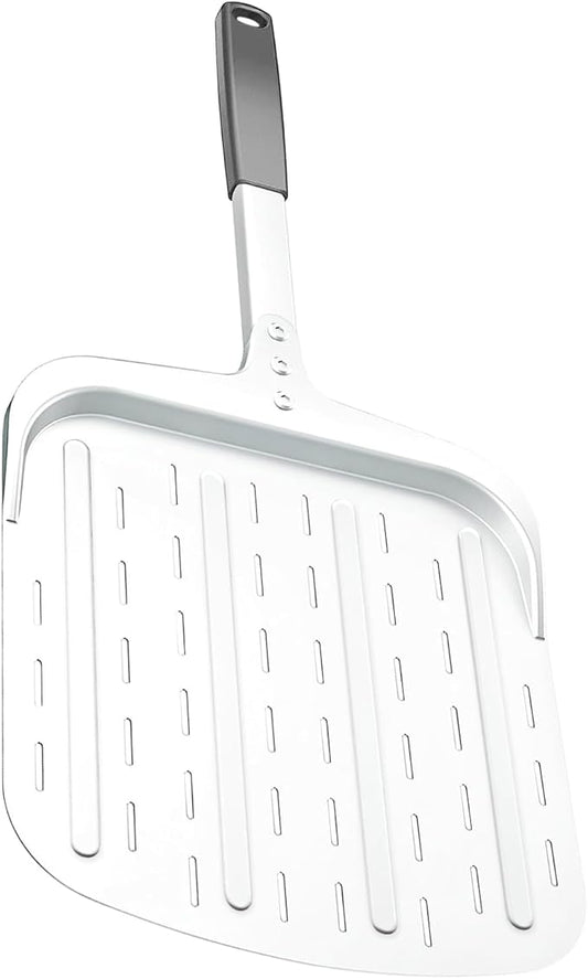 Pizza Peel 12 inch, Perforated Aluminum Pizza Paddle (12'') with Heat-resistant Handle, Nonstick and Lightweight Pizza Spatula, Pizza Oven Accessories