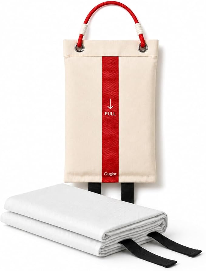 Ougist Fire Blanket, 1 Pack, 40"x40" | Fiberglass, For Home and Kitchen, Flame Suppression, For Grill, RV & Camping