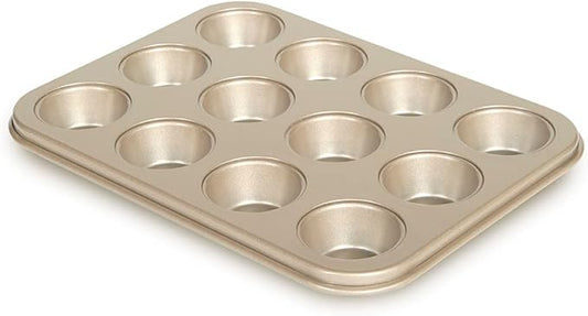 Glad Mini Muffin Pan Nonstick - Heavy Duty Metal Cupcake Tin with Small Baking Cups, Mini 12-Cup
