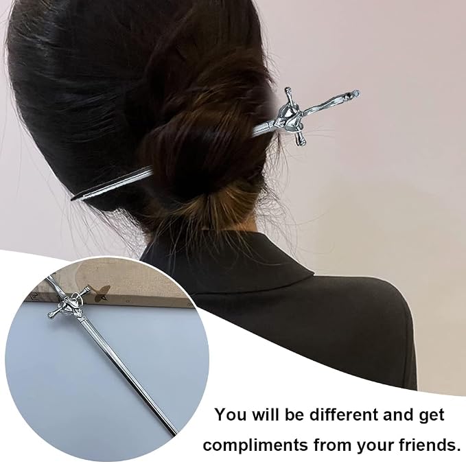 2 Pcs Metal Sword Hair Sticks Vintage Hair Chopsticks Simple and Elegant Hair Pins Sticks for Women and Girls Daily Wear