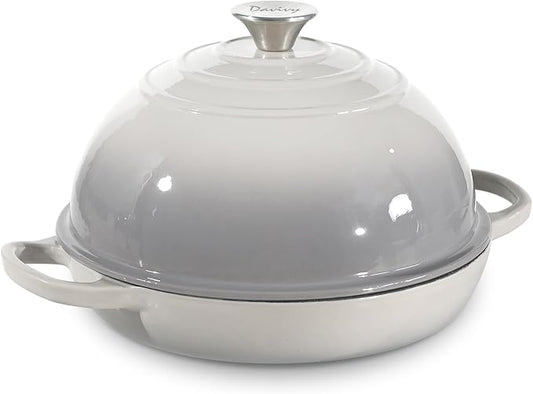 Davivy 5.5QT Cast Iron Dutch Oven with Lid, Bread Dutch Oven for Sourdough Bread, 10" Round Sourdough Bread Baking Pan, Enameled Cast Iron Bread Oven - Light Grey