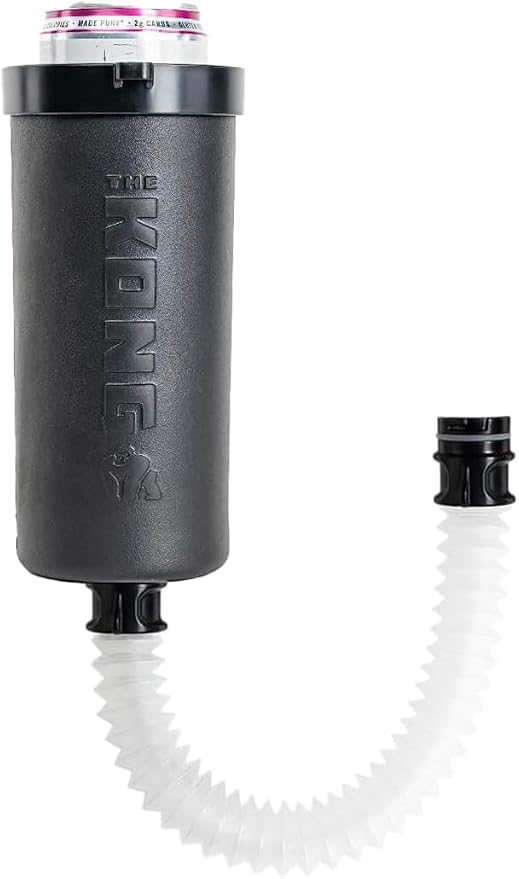The Kong Skinny Can - Portable Coozie or Bottle Cooler/Cup With Detachable, Expandable, Hose To Funnel Your Drink (Black)
