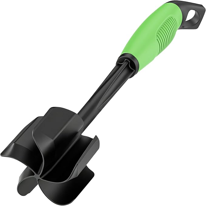 Ourokhome Meat Chopper and Potato Masher, Heat Resistant Nylon Ground Beef Smasher for Hamburger, 5 Curved Blades Nonstick Safe Mixer & Stirrer, Practical Kitchen Gadgets, Green