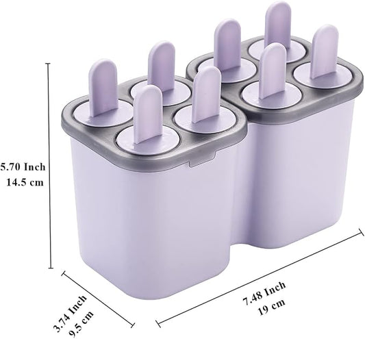 HOMQUEN Popsicles Molds, 8 Piece Ice Pop Mold, Reusable Easy Release Ice Cream Mold for kids, Many Shapes Homemade Popsicle Molds, DIY Popsicle Maker, BPA Free (8 Cavities-Purple)