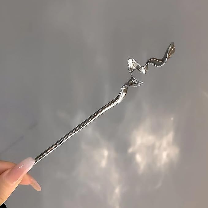 2PCS Metal Hair Sticks for Women Vintage Hair Chopsticks for Women Minimalism Irregular Curve Hair Sticks for Buns Chinese Hair Sticks Pins for Women