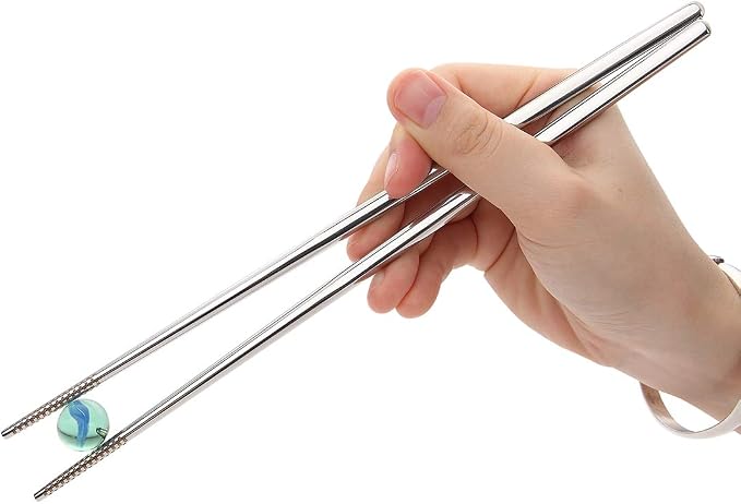 Devico Chopsticks, Metal Chopsticks, 18/10 Stainless Steel Chopstick Set, Reusable, Dishwasher Safe (5 pairs)
