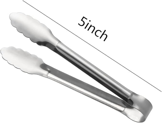 Serving Tongs, Stainless Steel Kitchen Cooking Food Buffet Mini Salad Appetizer Tong Small, Set of 12