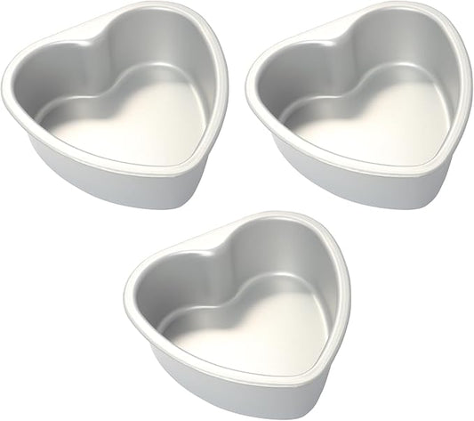 Heart Shaped Cake Pan 6 Inch Aluminum Cake Pans Heart Cake Tin Baking Cake Mold for Valentine's Weddings Birthday Party (3, 6 inch)