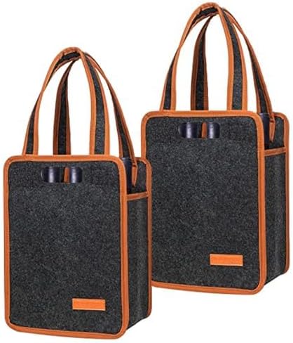Foyego 2 Pack 6 Bottle Wine Tote Bag, Insulated Thermal Padded Wine Carrier Tote, Reusable Wine Bags for Wine Bottles Travel, Camping and Picnic, Perfect Wine Lover Gift