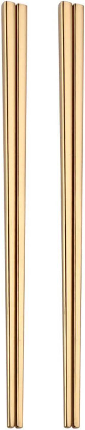 Stainless Steel Chopsticks,Reusable , Easy to Use（2 PCS,golden）