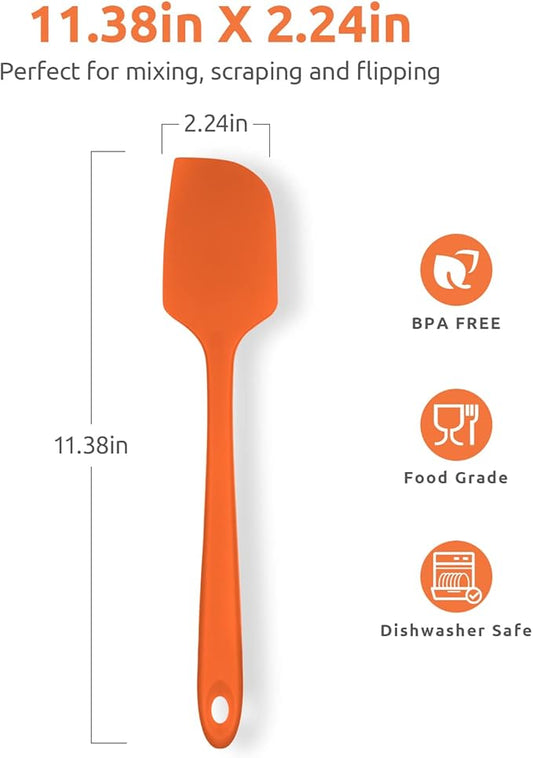 U-Taste 11.38" Silicone Baking Spatula: 480ºF Heat Resistant Food Grade Flexible Rubber Kitchen Bowl Scraper, Seamless Pastry Spreader for Mixing Stirring Scraping in Nonstick Cookware (Orange)