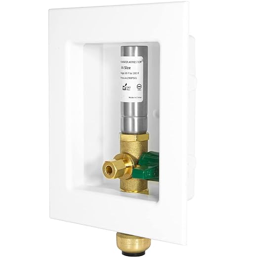 EFIELD Push-fit Ice Maker Outlet Box, 1/2-Inch Push-Fit Connection with Stainless Steel Hammer Arrestor, Installed 1/4-Turn Ball Valve,(IM015)