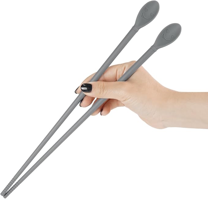 Carrotez Silicone Cooking Chopsticks, Long (12 inch) Reusable Chopsticks for Cooking, Heat Resistant, Non-Scratch, Gentle on Cookware, 1 pair - Modern Grey