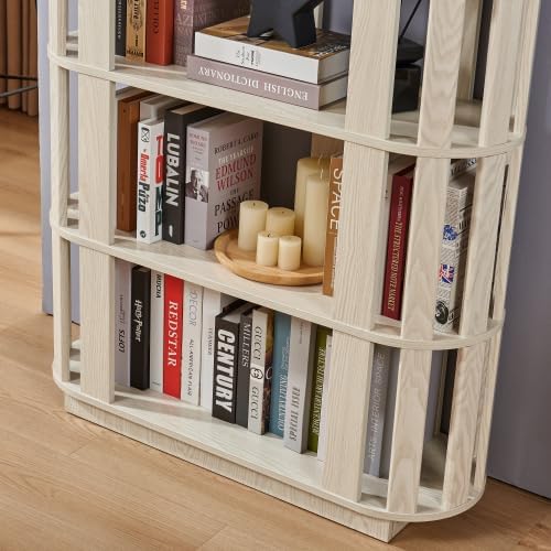 Tall Book Shelf Unit Combo, 5 Layer Storage Shelves Organizer, Modular Open Back Grid Bookcase for Home Office Decor, White Oak