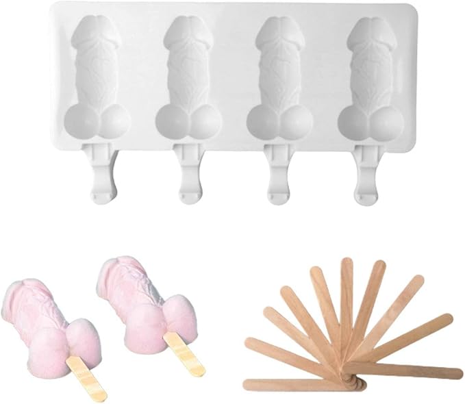 Silicone Popsicles Molds with 10 Sticks, Easy Release Reusable Food Grade BPA-Free Funny Penis Shaped Ice Pop Mold,Homemade Ice Cream Mold Ice Pop Maker,Popsicle Makers for Yogurt Juice Party