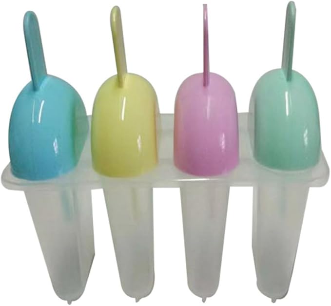 4 Sets 4 Cavity Popsicles Molds with Straw Design, Reusable Homemade Ice Pop Mold, Easy Release Ice Cream Mold