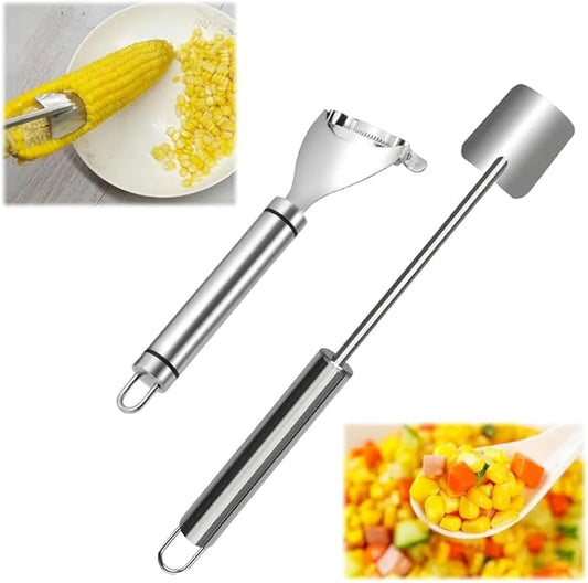 2 Pcs Stainless Steel Corn Peeler and Stripper Tool Set, Corn Cob Stripper, Ideal Gadget Tool for corn on the cob, Suitable for Home Kitchens Restaurant Chefs Outdoor Dining Enthusiasts