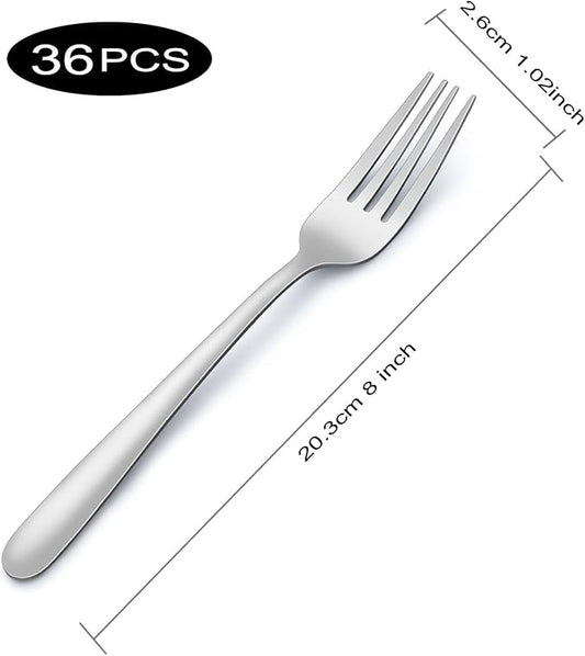 Pleafind 36-Piece Dinner Forks Set (8 inch), Stainless Steel Forks Silverware, Mirror Polished Fork Set, Small Forks for Home, Kitchen, Restaurant, Dishwasher Safe