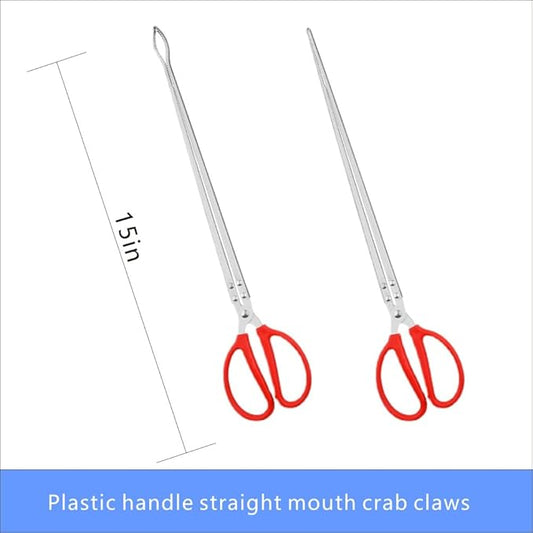 2 Piece Stainless Steel Crab Tong Eel Clamp Tong for Reptile Feeding Snake Charcoal Trash Pick - Up Seafood Picking for Low Tide