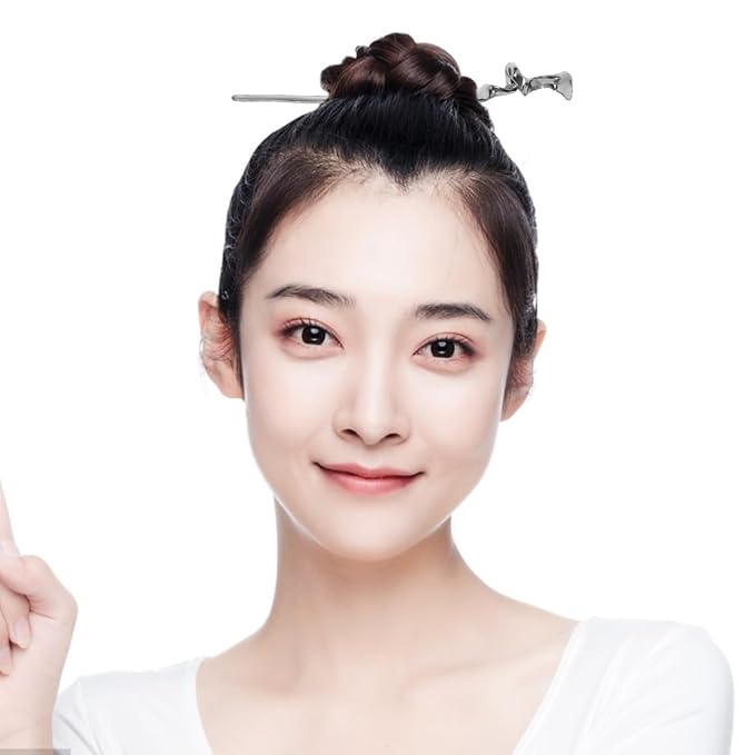 Lurrose Metal Hair Sticks for Women 2Pcs Chinese Hairpins Vintage Hair Jewelry Accessories for Buns and Styling 6.69In Durable Chopsticks with Geometric Design