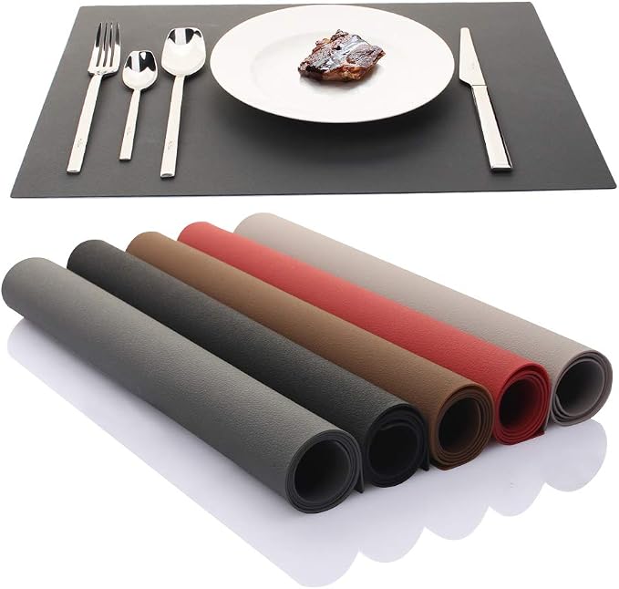 ME.FAN Silicone Placemats [17.7''x12.6''] Heat-Resistant Thicken Non-Slip Tablemats Non-Skid Table Mats Set of 4 (Dark Orange)