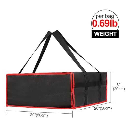 Bodaon Insulated Pizza Delivery Bag, 20" x 20" x 8" Pizza Warmer Bags for Carry Hot, Insulated Food Delivery Bag, Insulated Grocery Bags, Black with Red Edge, 1-Pack | Pizza Bags for Delivery Carry Hot, Insulated Food Delivery Bag, Grocery Shopping, Co...