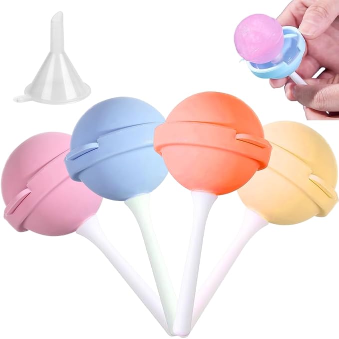 Ouliget Homemade Lollipo Popsicle Molds,Silicone Ice Cream Maker,Colorful DIY Ice Pop Molds,Reusable Storage Container for Homemade Flavored Ice Pops & Frozen Snacks, 4 Pcs