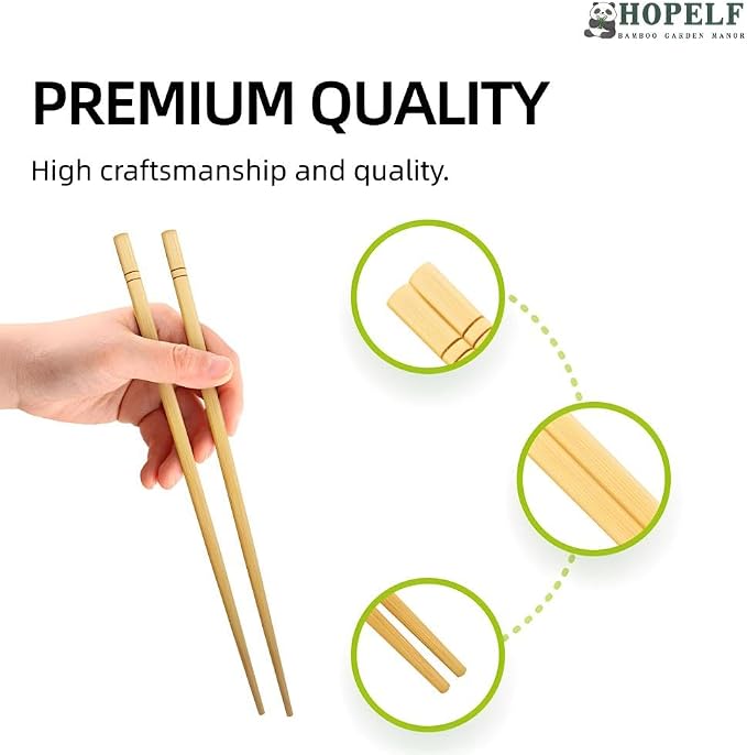 9.5 Inch X 5 Pairs Chopsticks,Reusable,Simplea and Minimalistic Design,More Size Choices 7"/9.5"/12"