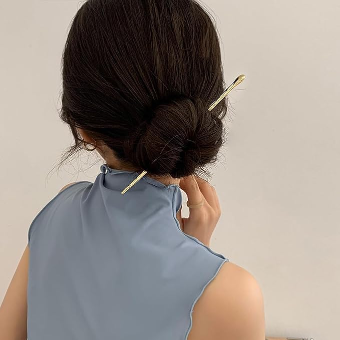 6 Pack Chinese Hair Stick for Women Metal Hair Bun Chopstick Long Hairstick Fashionable Styling Hair Pins Accessories for Women Girl (Gold and Silver)