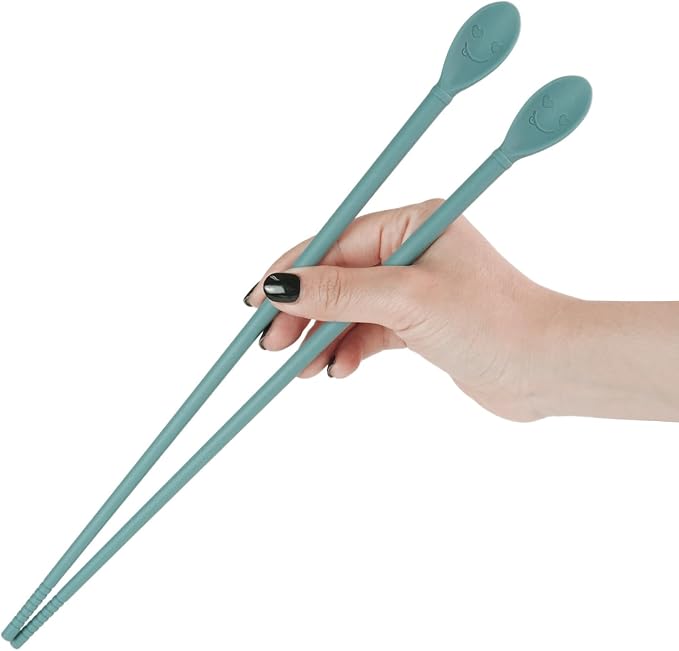 Carrotez Silicone Cooking Chopsticks, Long (12 inch) Reusable Chopsticks for Cooking, Heat Resistant, Non-Scratch, Gentle on Cookware, 1 pair - Aquamarine