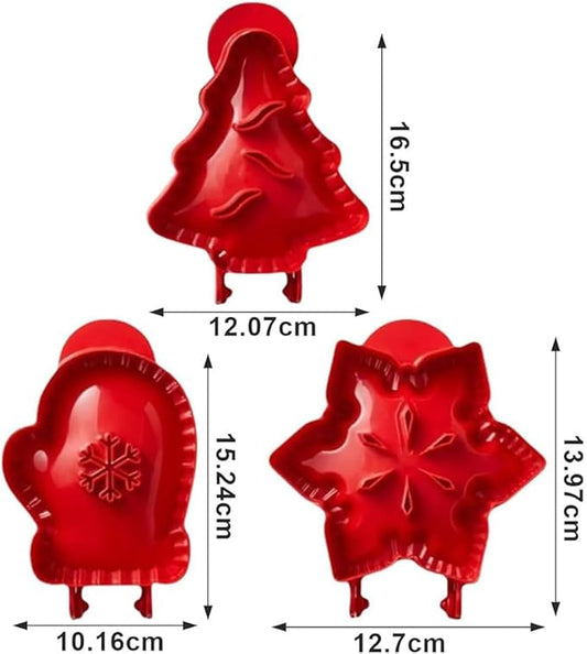 Christmas 3Pcs Mini pie molds, Hand Pie Molds, Cute Baking Supplies, Festive Pie Press & Pastry Molds for Holiday Parties & Baking (3)