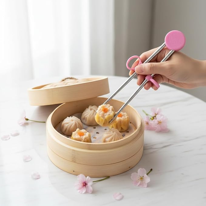 2Pairs Chopsticks Training Chopsticks Reusable Metal Training Stainless Steel Learning Chopstick Helper for Adults Flatware