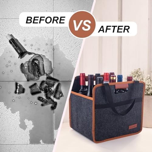 Foyego 2 Pack 9 Bottle Wine Tote Bag, Insulated Thermal Padded Wine Carrier Tote, Reusable Wine Bags for Wine Bottles Travel, Camping and Picnic, Perfect Wine Lover Gift