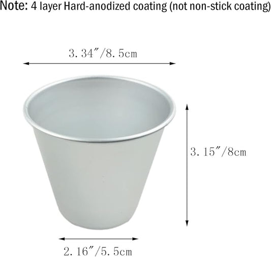 6 Packs Popover Pan， Large Individual Muffin Mold, Aluminium Pudding Cup, Chocolate Molten Mould, Raspberry Souffle Baking Maker, Brownie Tumbler -for Pie, Egg Tart, Cake (Size 3.4"x 3.2")