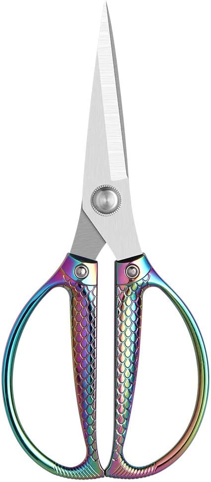 Jasni Fish pattern Powerful kitchen scissors professional Heavy Duty Multi-Purpose pretty Color rainbow Titanium Coating Forged Stainless Steel fish bones Shears Office Home scissors