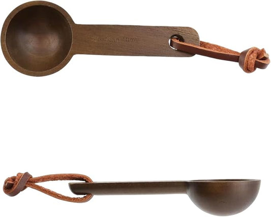 2pcs 10ml Walnut Measuring Spoon and Scoop Wooden Tablespoon 10ml Measuring Scoop 2/3 TBSP Retro Coffee Spoons for Dry Ingredients Ground Tea Spice (Walnut Color, 2/3TBSP)