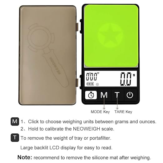 (Latest Version) Espresso Scale with Timer 1000g x 0.1g, Espresso Coffee Scale for Drip Tray, 35 Ounces/0.01oz,Coffee Scale Espresso with Silicone Mat,Large Backlit Display,Batteries