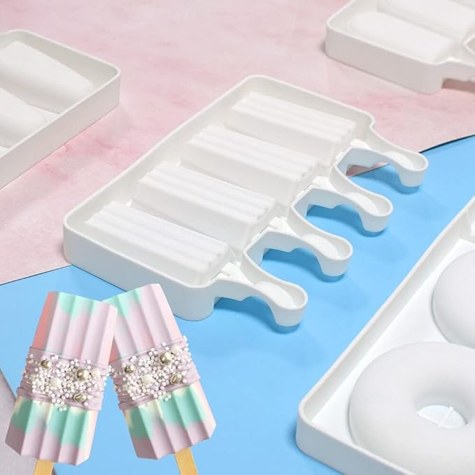 Surakey Ice Cream Silicone Mold Popsicle Silicone Mold Soft and Smooth Mould for DIY Homemade Ice-Lolly Ice Cream Ice Candy Cake Pop Maker Mold Non-Stick & Easy Release, Type 12
