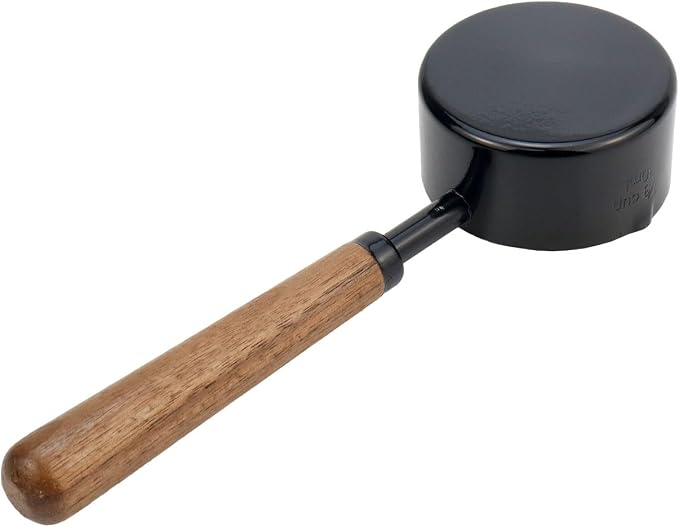 1pcs 1/3 Cup Measuring Cup with Wooden Handle Stainless Steel Measuring Scoop 80ml Measuring Spoon Black 1/3 Measuring Cups for Baking Cooking Wet and Dry Ingredients (80ml)