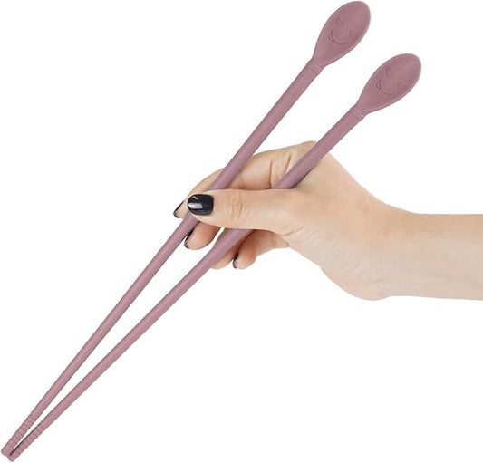 Carrotez Silicone Cooking Chopsticks, Long (12 inch) Reusable Chopsticks for Cooking, Heat Resistant, Non-Scratch, Gentle on Cookware, 1 pair - Dusty Pink