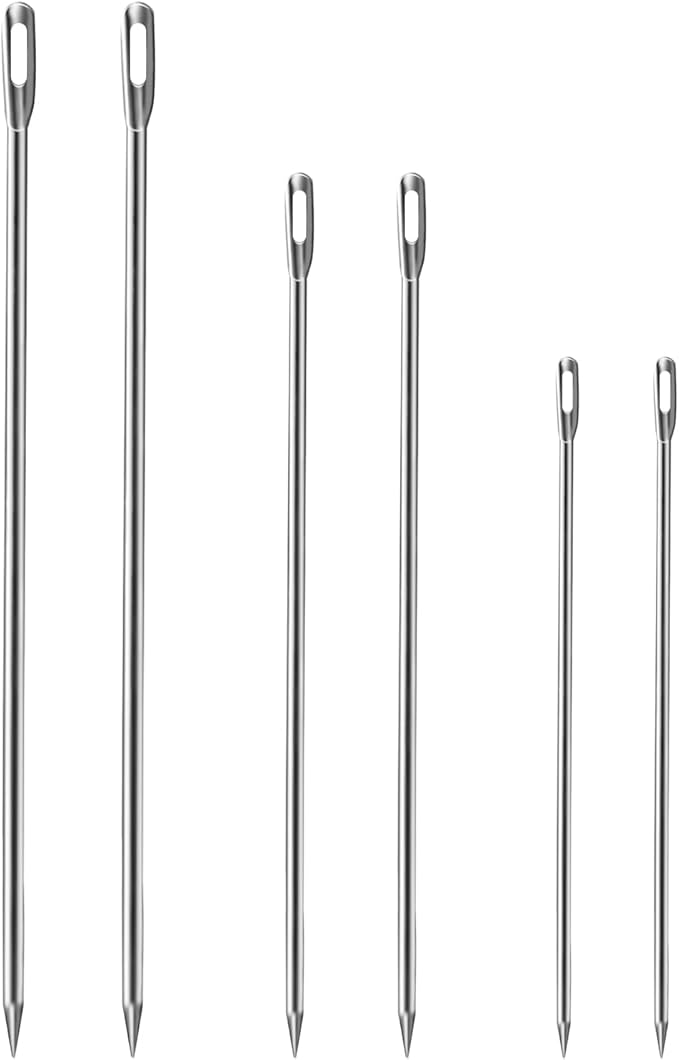 Ofargo Meat Trussing Needles, Roasting Trussing Needles for Lacing Roast Turkey, Chicken, Pork Skin, Whole Hog, Lamb, and Rotisserie Pig; Two of Each Size 4.9/5.7/7inch, 6pcs in All