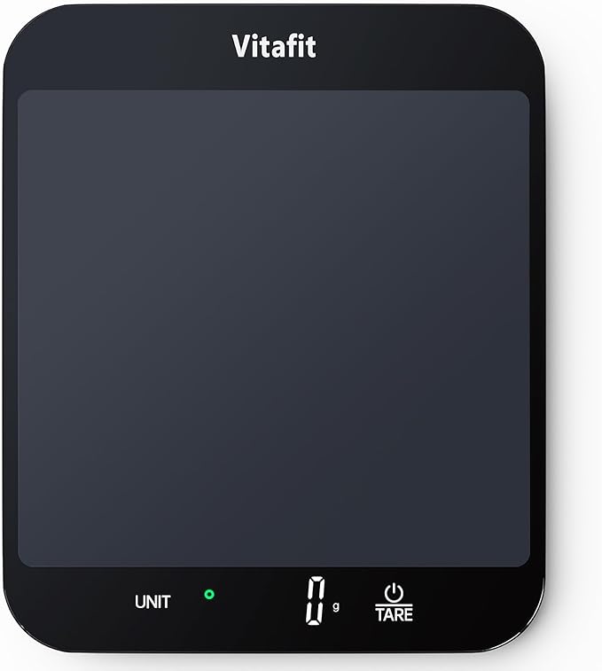 Vitafit 33lb Food Scale, High Accuracy 0.1oz by Our Professional Scale Factory Since 2001, Digital Kitchen Scales Weight Grams and Ounces for Cooking & Baking, 8.5x7.1in Platform, 3 AAA Battery, Black
