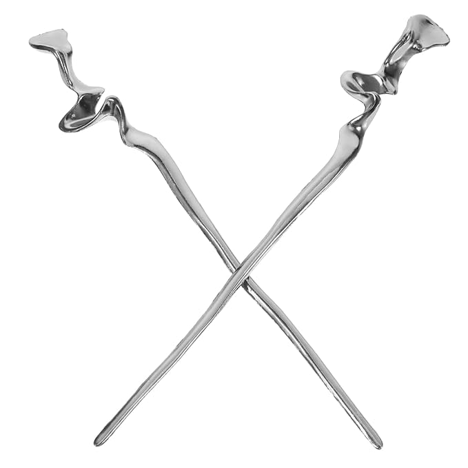 Lurrose Metal Hair Sticks for Women 2Pcs Chinese Hairpins Vintage Hair Jewelry Accessories for Buns and Styling 6.69In Durable Chopsticks with Geometric Design