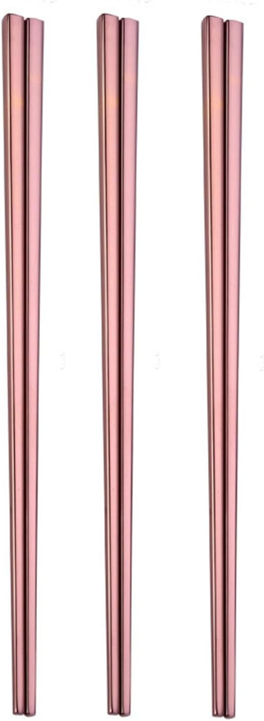 Stainless Steel Chopsticks,Reusable ,Dishwasher Safe , Easy to Use（3 PCS,Rose gold）